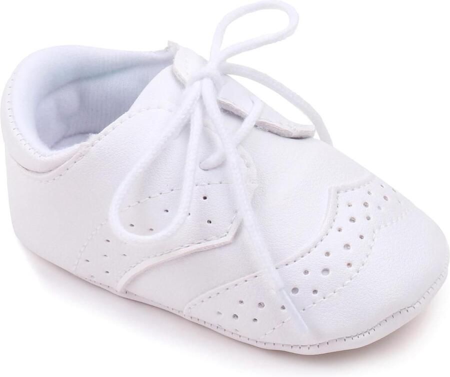 Babyschoenen Loopschoenen Peuters Eerste Stapjes Leren Zachte Antislipzool Wit