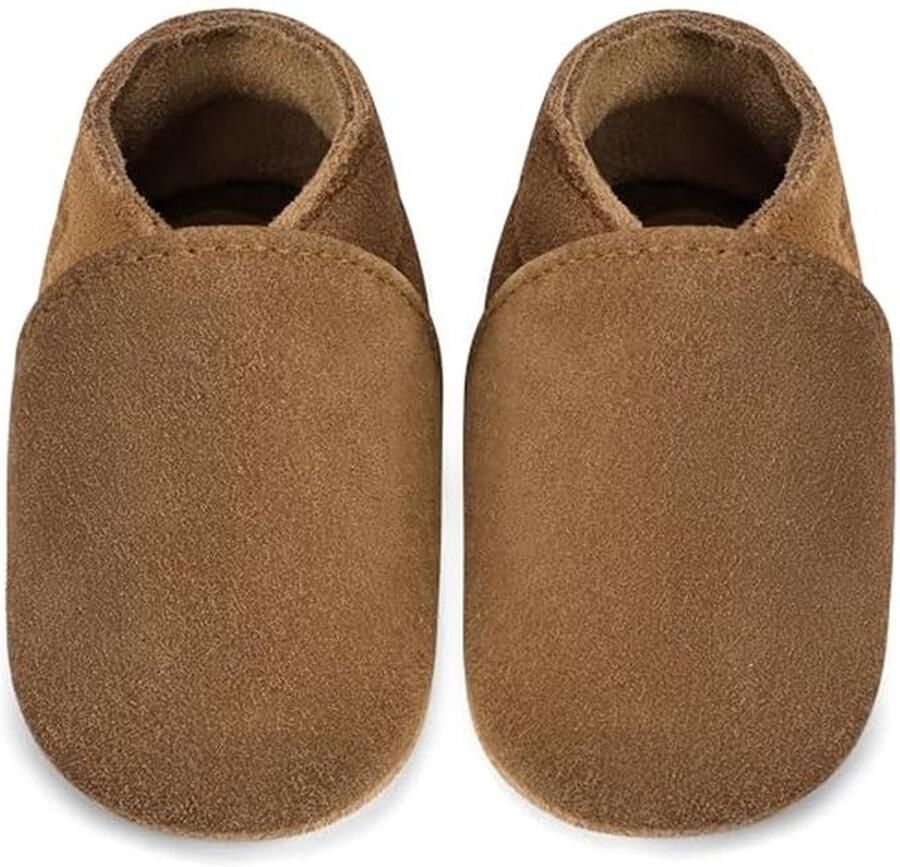 Babyschoenen om te leren lopen voor en Zachte leren sloffen met suède zolen