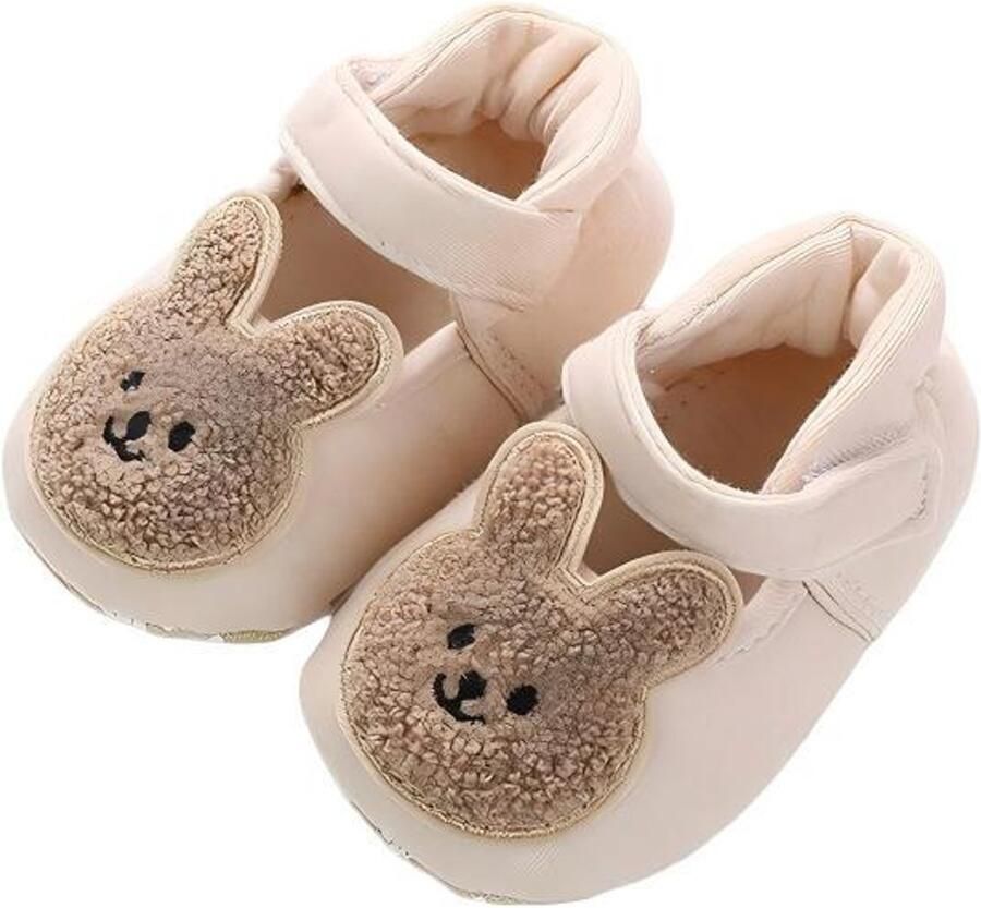 Babyschoentjes om mee te lopen unisex zachte suède zool konijnenprint binnenlengte
