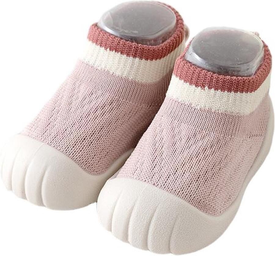 Babyschoentjes Schoentjes voor de eerste stapjes Sokschoentjes met rubberen zool Unisex slofjes Roze ??27