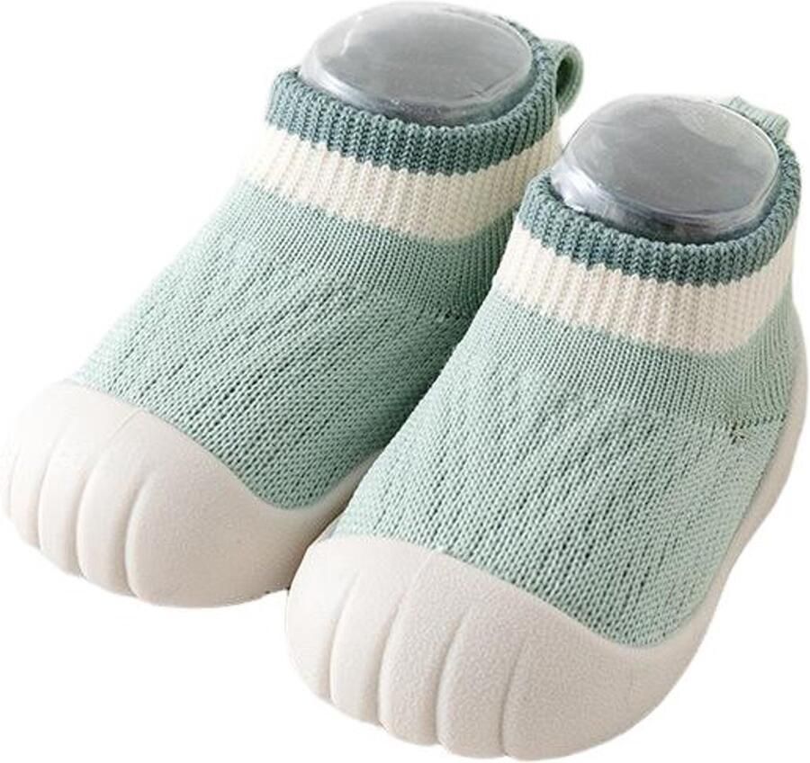 Babyschoentjes Schoentjes voor de eerste stapjes Sokschoentjes met rubberen zool Unisex slofjes Groen ??21