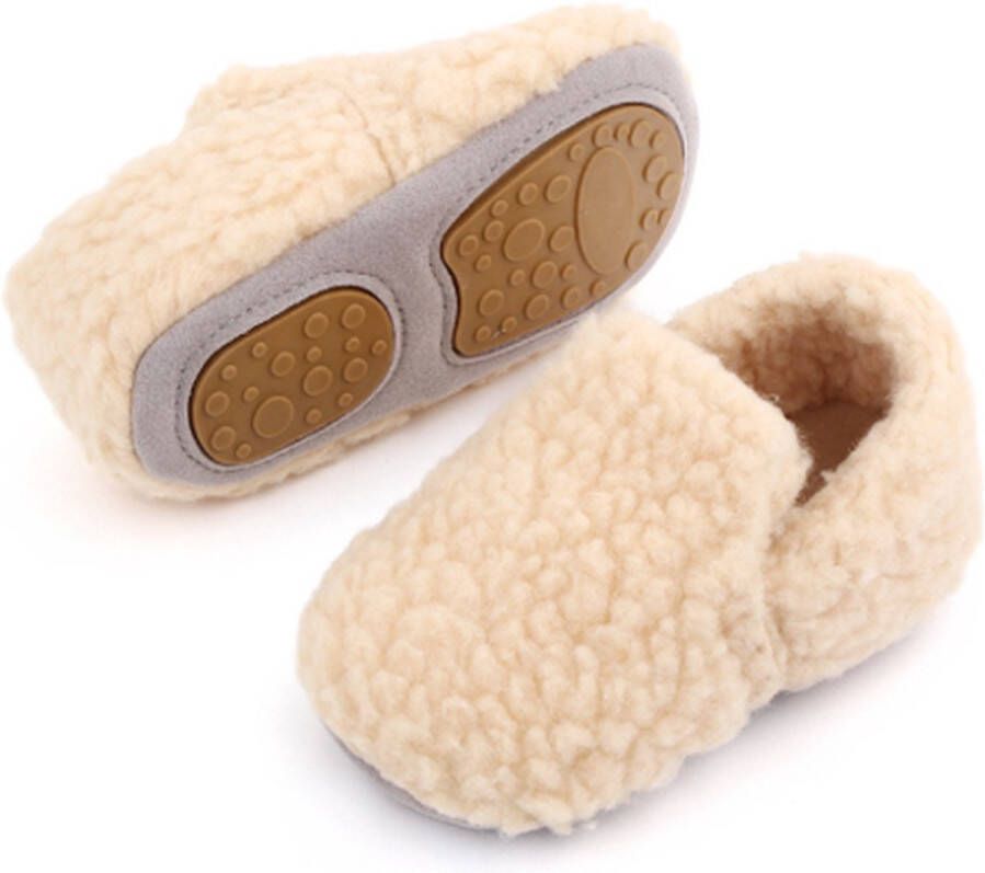 Babyslofjes beige baby slofjes anti-slip