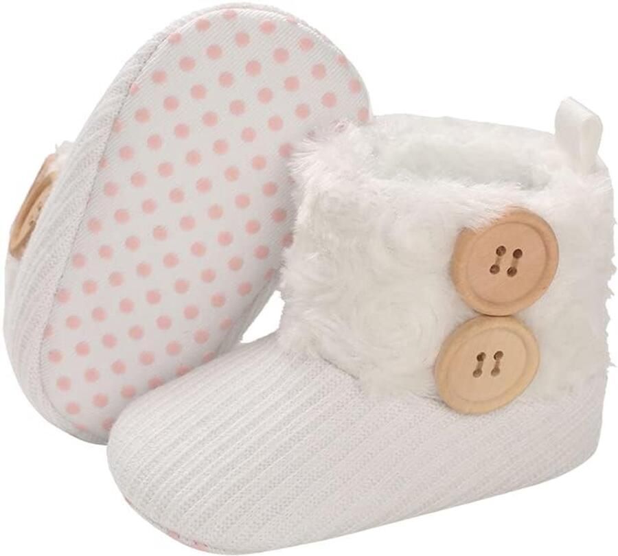 Babyslofjes Fleece Antislip baby schoentjes Baby Sokjes & Wit