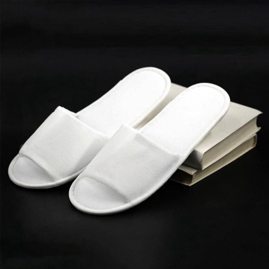 Badslippers badpantoffels 4 paar pantoffels voor hotel spa thuis gasten reizen en Stijl 1 wit XX-Large