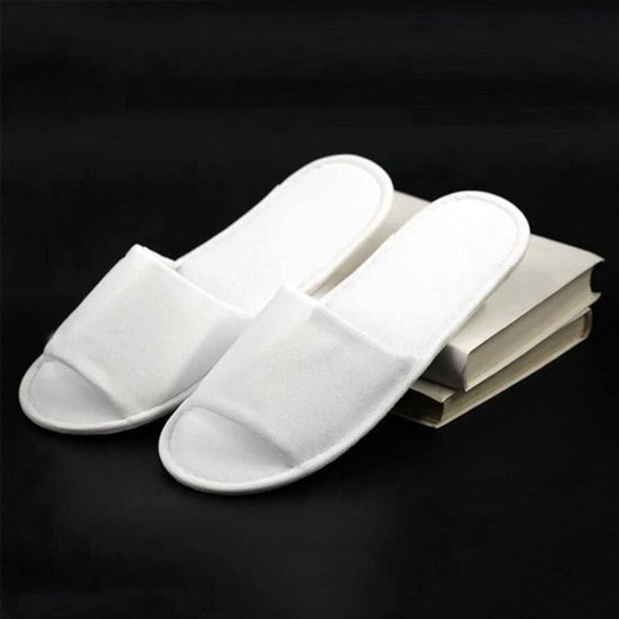 Badslippers badpantoffels 4 paar pantoffels voor hotel spa thuis gasten reizen en Stijl 1 wit XX-Large