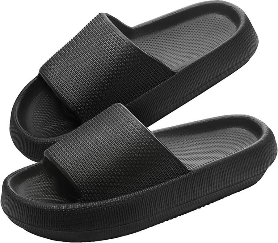 Badschoenen voor en badslippers wolken- slippers- zachte huisschoenen- wolkenschoenen- antislip- huisschoenen- originele huisschoenen- zomerslippers- zwart