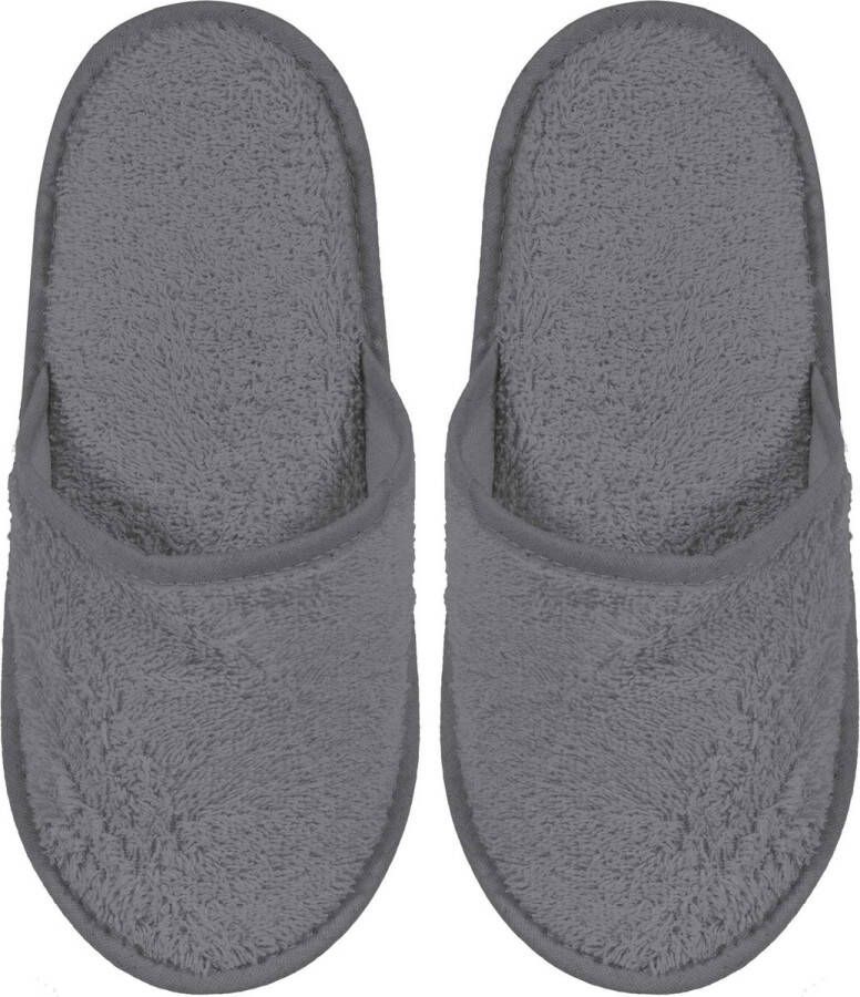 Merkloos Sans marque Badslippers Badstof Uni Pure met Zool Antraciet col - Foto 1