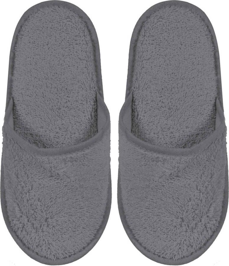 Merkloos Sans marque Badslippers Badstof Uni Pure met Zool Antraciet col - Foto 1