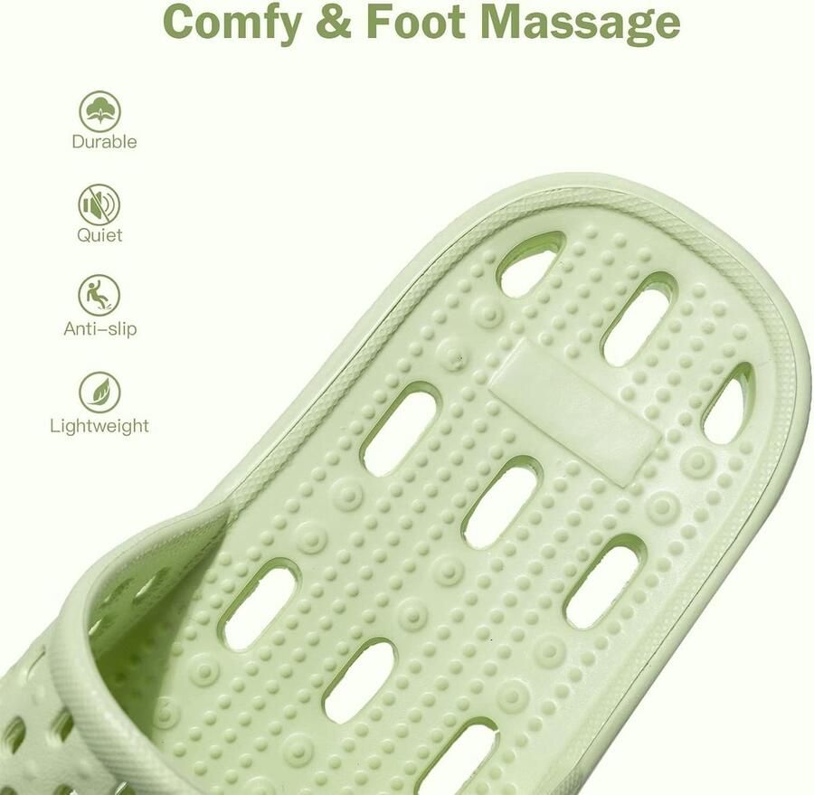 Badslippers Groen EU Breed Antislip Sneldrogende Doucheslippers Voor en