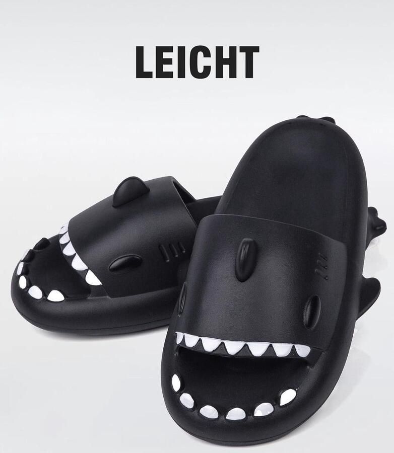 Slippers voor thuis 40 41 EU Donkergrijs Schattige haai Comfortabele kussensole ShopVlot