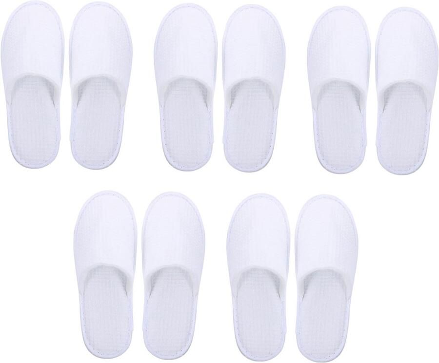 Badslippers Spa-pantoffels Hotel pantoffels Comfortabel reizen Wegwerpbaar en ade d 5 paar Wit