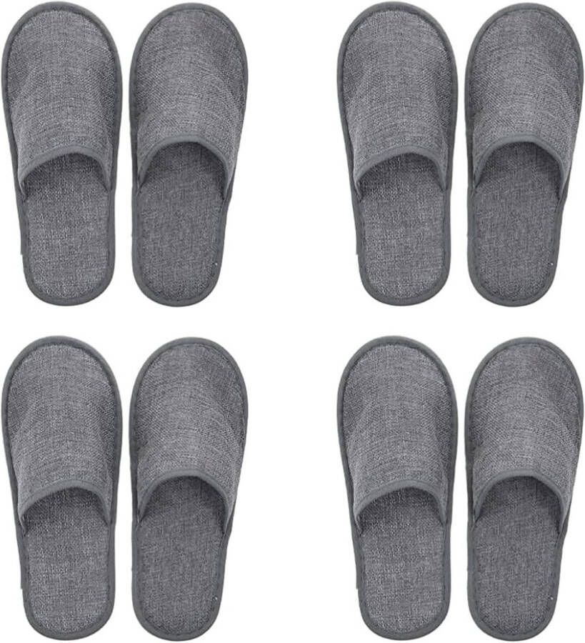 Badslippers van linnen 4 paar voor hotel spa thuis gasten reizen en Stijl 2 grijs XX-Large 3X-Smal