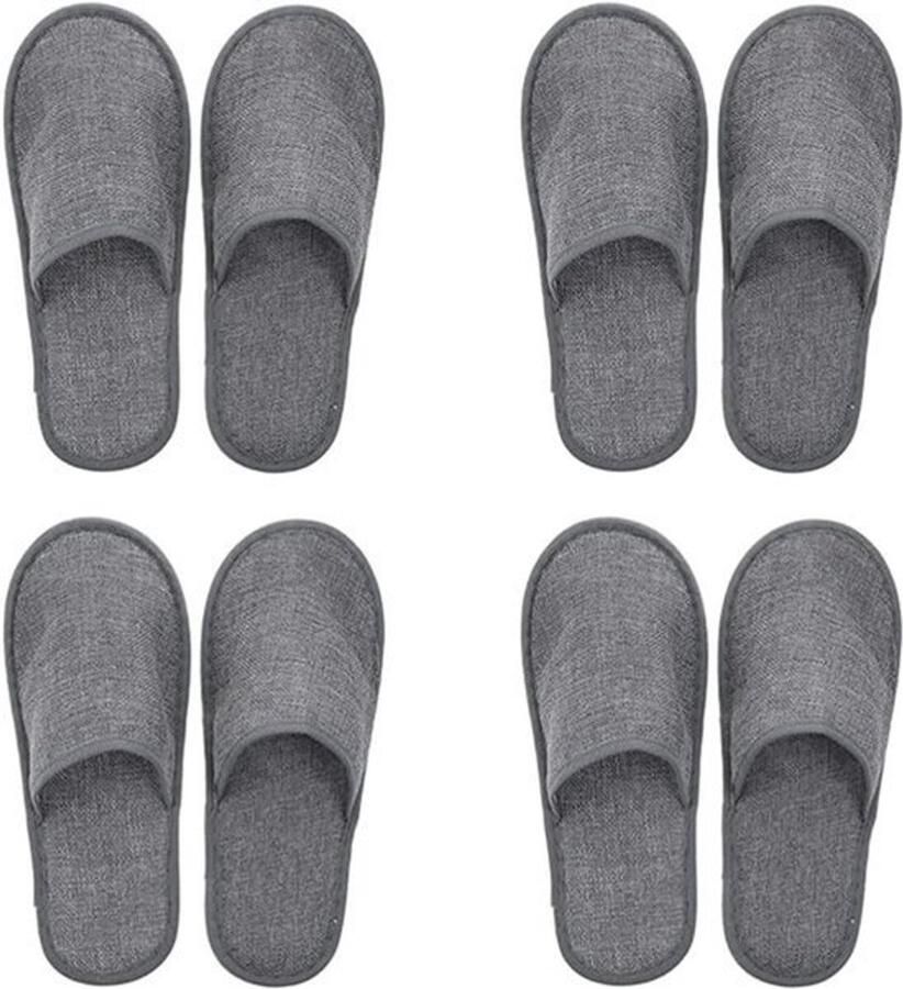 Badslippers van linnen 4 paar voor hotel spa thuis gasten reizen en Stijl 2 grijs XX-Large 3X-Smal