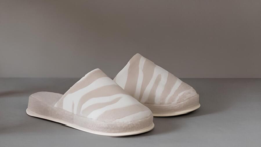 Badslippers Zebra Soft Beige maat S M