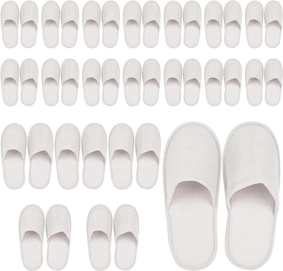 Badstof Slippers Gastenpantoffels Set Comfort Thuis Zachte Pluche Voering 20 Paar Wit