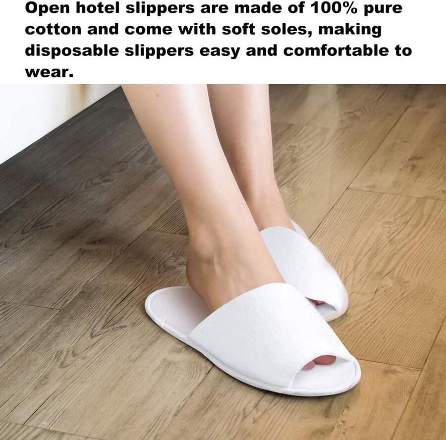 Badstof-slippers Spa-pantoffels Antislip Gastenslippers 5 paar en Wit Wasbare pantoffels Voor thuis Feest Reizen