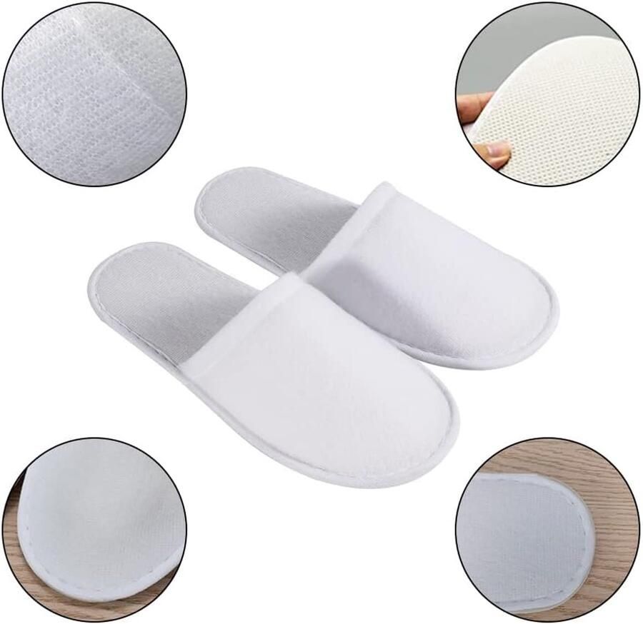 Badstof wegwerp-pantoffels gastenpantoffels fleece pantoffels comfortabel en ade d voor hotel spa thuis gasten universele maat voor en 2 paar