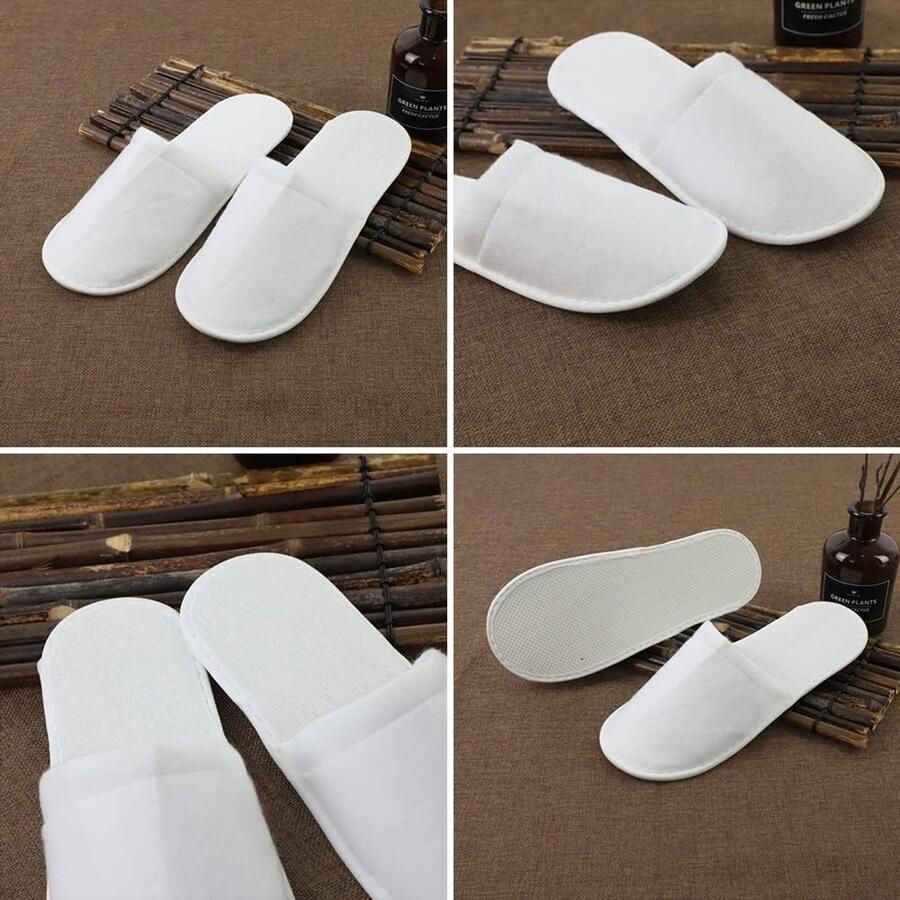 Badstof wegwerp-pantoffels gastenpantoffels fleece pantoffels comfortabel en ade d voor hotel spa thuis gasten universele maat voor en 2 paar