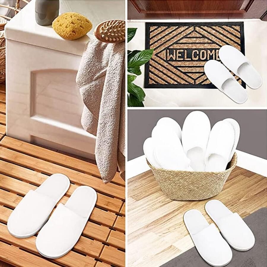 Badstofslippers hotelslippers gastenhuisschoenen badslippers badsandalen pantoffels 4 paar huisschoenen voor hotel spa thuis gasten reizen