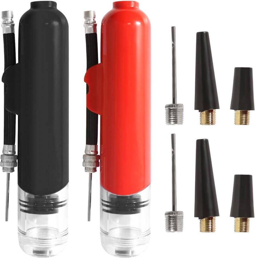 Ball Pump Air Pump 2 Pieces Sports Ball Pump Hand Pump Ball Pump met Needle Compartment Ball Pump Needles Portable Basketball Pump Inflatable Ball Pumps voor Football Rugby Volleyball
