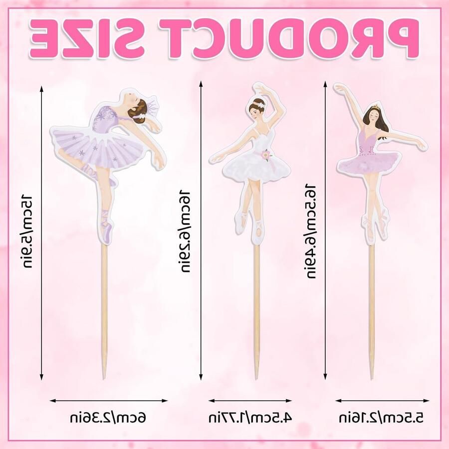 Ballerina Cupcake Kit met 32 Stukken Inclusief 8 Stijlen Toppers voor Feestelijke Taarten Muffins en Desserts met Balletthema