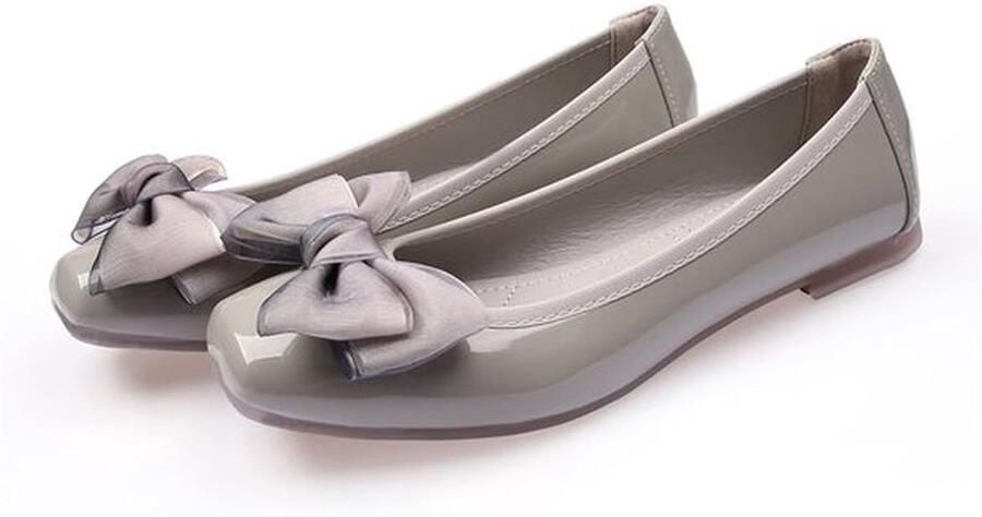 Ballerina Flats Casual Vierkante Teen Slip On Memory Foam Schattige Strik Platte Schoenen