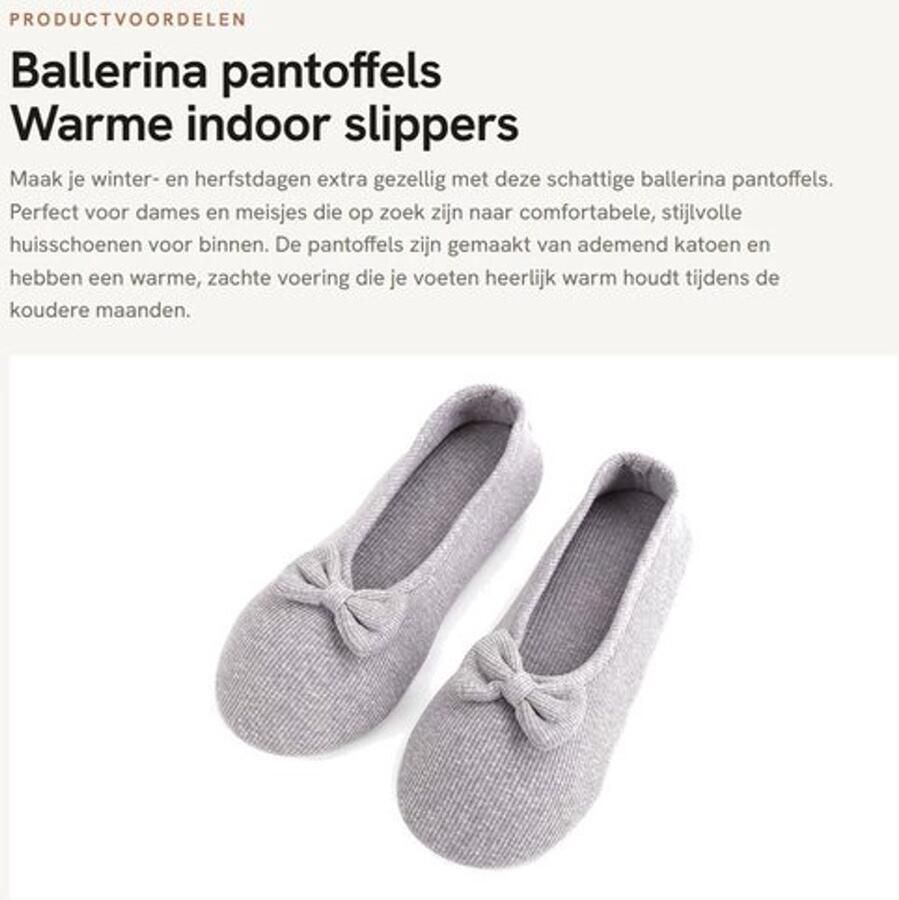 Ballerina Pantoffels Antislip Katoenen Huisschoenen Warme Slippers Lichtgewicht Ademend