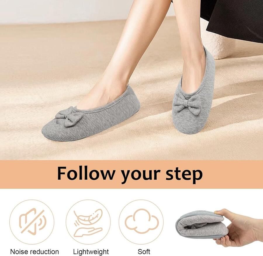 Ballerina Slippers Dames Elegante Strik Geheugenfoam Comfort voor Thuis SnelShoppen