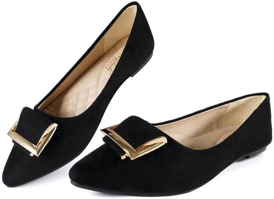 Ballerina Schoenen Dames Comfortabele Slip-On Puntige Teen Platte Schoenen Modieuze Gesp Casual Dressy Stijl