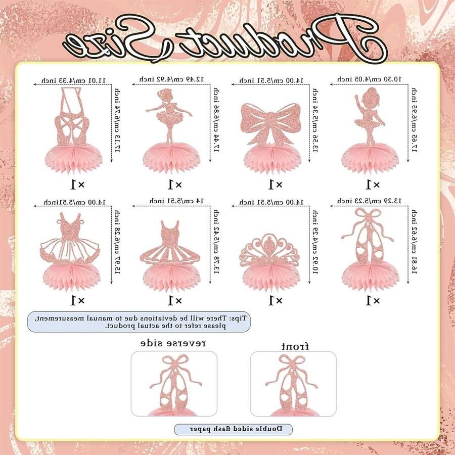 Ballerina Verjaardagsdecoraties met 8 Stuks Tutus en Waben Figuren voor een Betoverend Balletfeest
