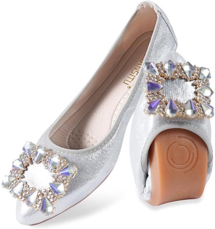 Ballerina's met strassteentjes Opvouwbaar Draagbaar Comfortabel Antislip Duurzaam rubberen zool Flats