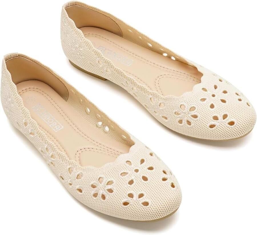 Ballerina's voor dames loafer plat ademend licht stretch flexibel comfortabel gatenpatroon zomerschoenen zacht antislip slip-on