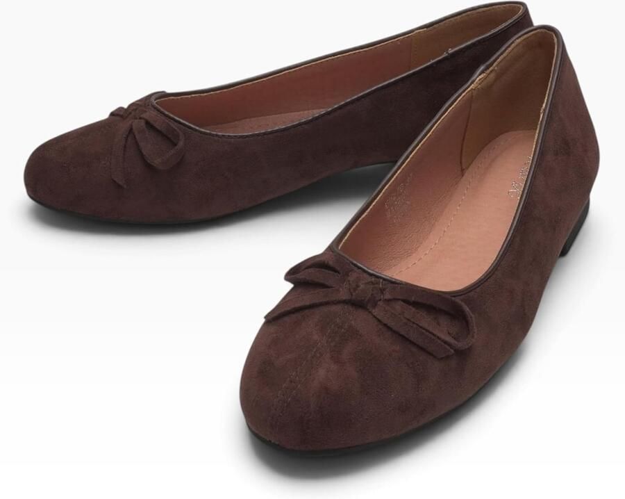 Ballerina's voor dames plat ronde teen met strik hak van