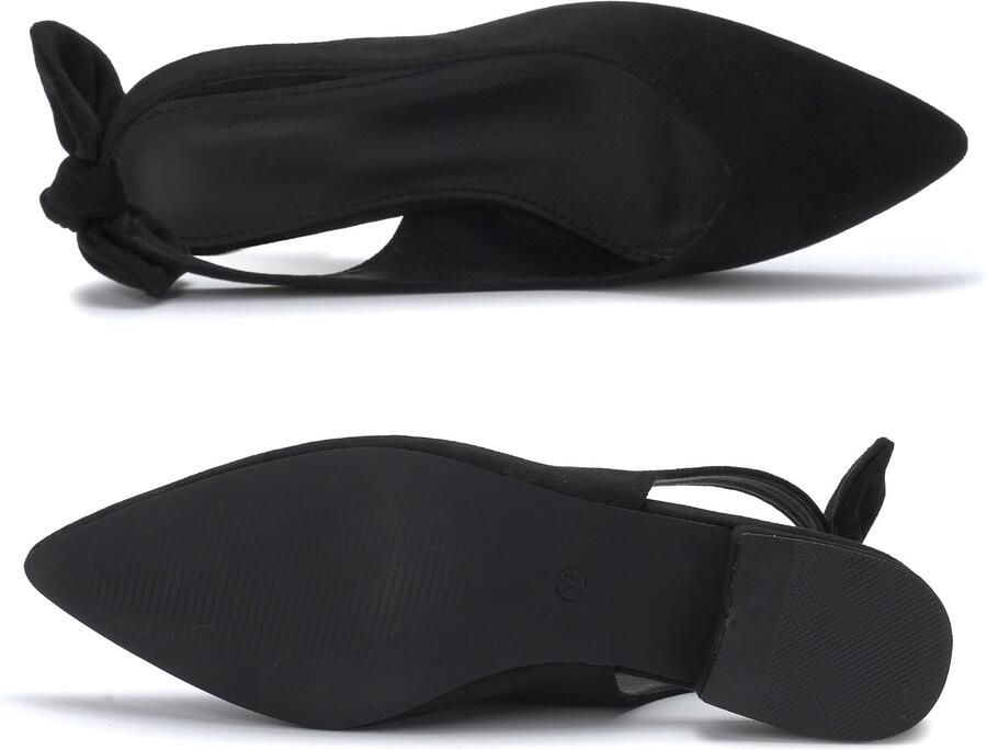 Ballerina's voor dames slingback suède-effect strik lage