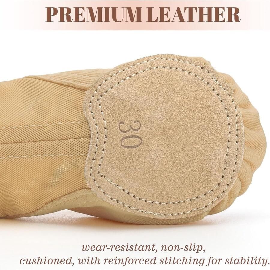 Ballerina's voor meisjes en vrouwen rekbare ballerina-dansplaatsen met mesh ballerina's met splitzool voor yoga gymnastiek prestaties Beige 35.5