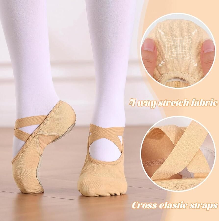 Ballerina's voor meisjes zeer elastisch balletschoenen met splitzool dansschoenen voor peuters kinderen en vrouwen
