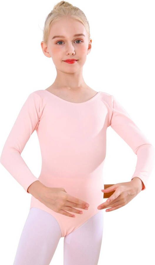 Ballet Clothing Girls Children's Ballet Suit Ballet Suit Long Sleeves Dance Bodysuit for 3-12 Years Pink 120 pink