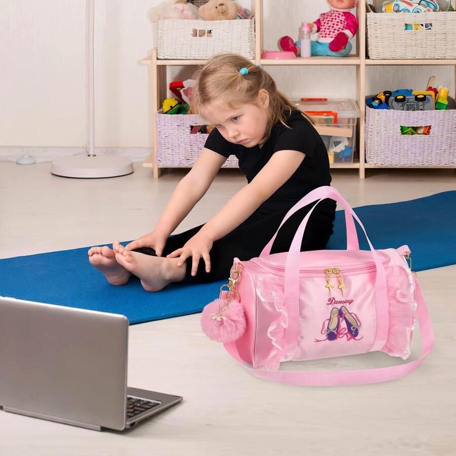Ballet Dans Tas met Pompon Sleutelhanger voor Meisjes Klein Formaat Perfect voor Danslessen en Uitjes