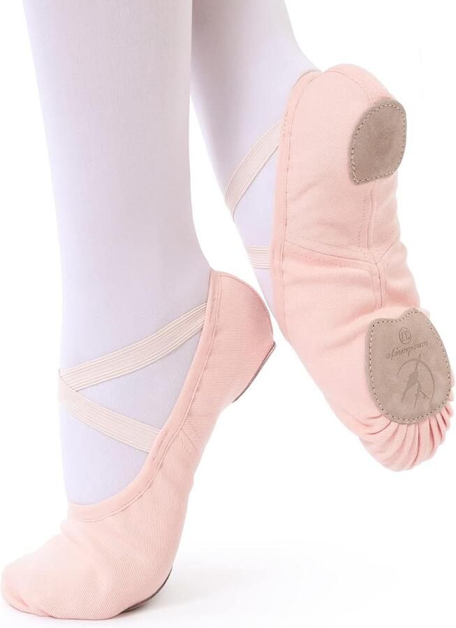 Ballet Dansschoenen voor Kinderen en Volwassenen Elastisch Canvas Split Leer Ideaal voor Yoga en Gymnastiek Roze