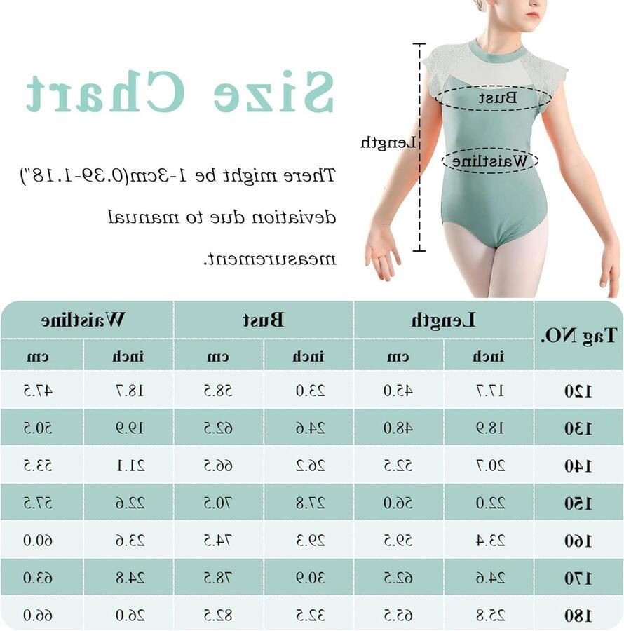 Balletjurk voor Meisjes Katoenen Balletshirt met Korte Mouwen en Chiffon Rok Kinderen Balletoutfit van 100