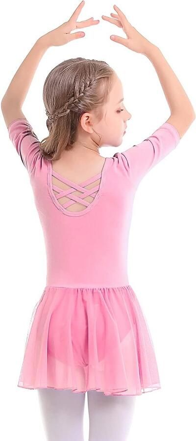 Balletjurk voor Meisjes van Katoen met Tutu Rok Roze Dansoutfit voor Kinderen Perfect voor Balletlessen en Dansvoorstellingen