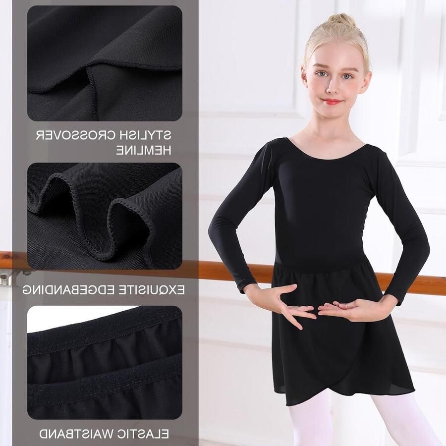 Balletkleding voor Meisjes met Verwijderbare Rok Dansbody met Lange Mouwen voor Kinderen