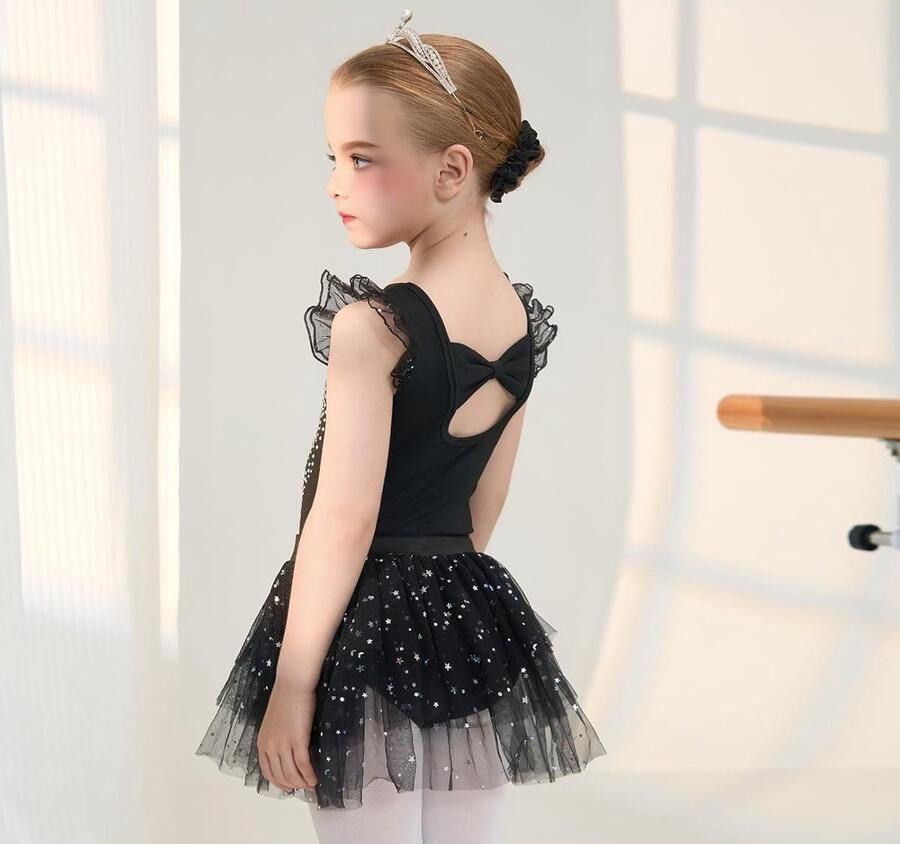 Balletoutfit voor Meisjes met Rimpel Mouwen en Rok Shiny Danskostuum