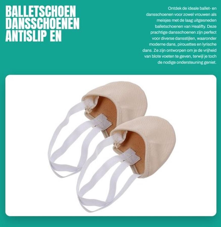 Balletschoen Antislip Halve Zool Dansschoenen Ademend Zacht Ondersteuning voor Spieren Maat XS (huidskleur) Danssokken