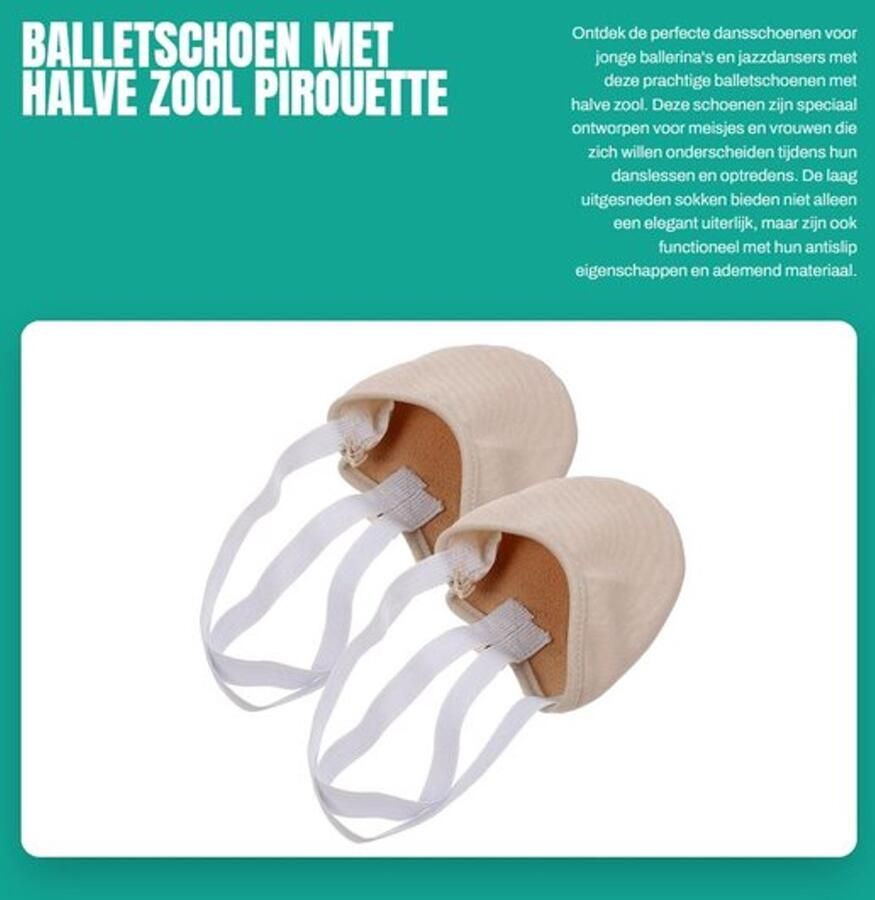 Balletschoen met halve zool Antislip Ademend Duurzaam Zacht Maat XS (Beige) Dansschoenen