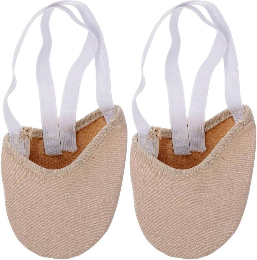 Balletschoen met halve zool voor hedendaagse dans pirouette lyrische dans gymschoenen dans poot voor ballet en jazz voor vrouwen en meisjes maat XS (Beige)