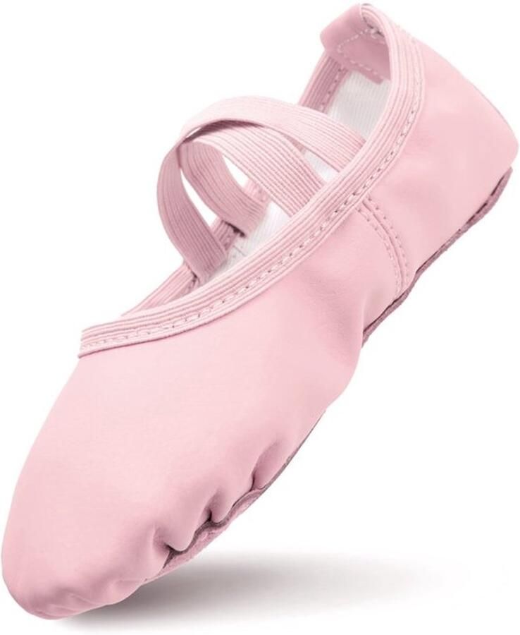 Balletschoenen Meisje Leren Zool Antislip PU-Lederen Bovenmateriaal Lichtroze Professionele Kwaliteit Dansschoenen