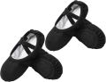 Balletschoenen dames Balletschoenen Voor Meisjes Balletslippers Zonder Veters Stretch canvas Zachte PU Leren Dansschoenen Met Antislip Zool Geschikt Voor Ballet Yoga & Thuis Zwart - Zwart