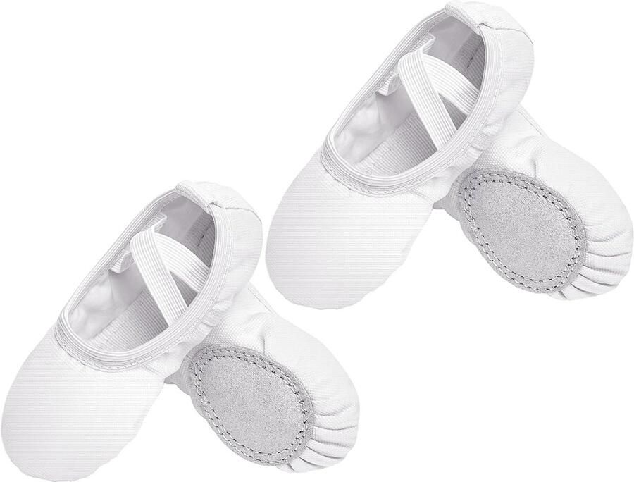 Balletschoenen dames Balletschoenen Voor Meisjes Balletslippers Zonder Veters Stretch canvas Zachte PU Leren Dansschoenen Met Antislip Zool Geschikt Voor Ballet Yoga & Thuis Wit
