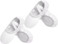 Balletschoenen dames Balletschoenen Voor Meisjes Balletslippers Zonder Veters Stretch canvas Zachte PU Leren Dansschoenen Met Antislip Zool Geschikt Voor Ballet Yoga & Thuis Wit - Wit